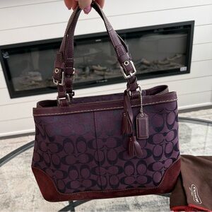 Coach Vintage Y2K Purple Leather and Suede Monogram Purse